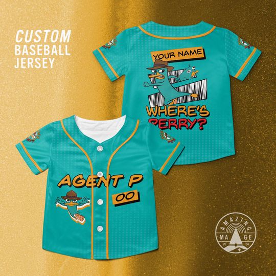 Custom Agent P Baseball Jersey, Disney Phineas and Ferb movie Shirt, Perry the Platypus Disney Jersey Shirt, Disney Trip Shirt Gift.