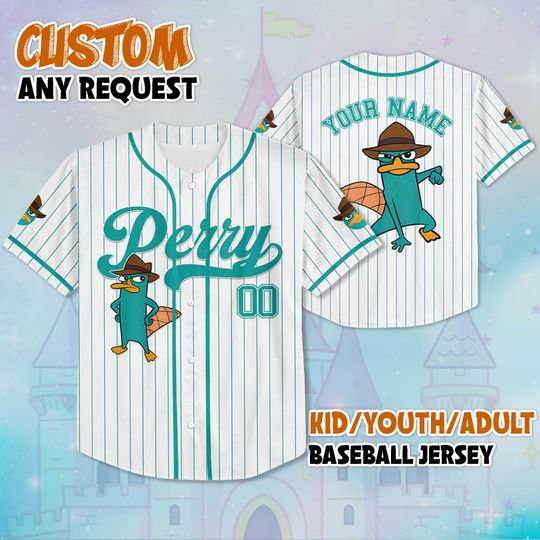 Personalized Perry the Platypus Phineas and Ferb Baseball Jersey, Disney Perry Jersey Shirt, Disney Baseball Team Outfit, Birthday Gift