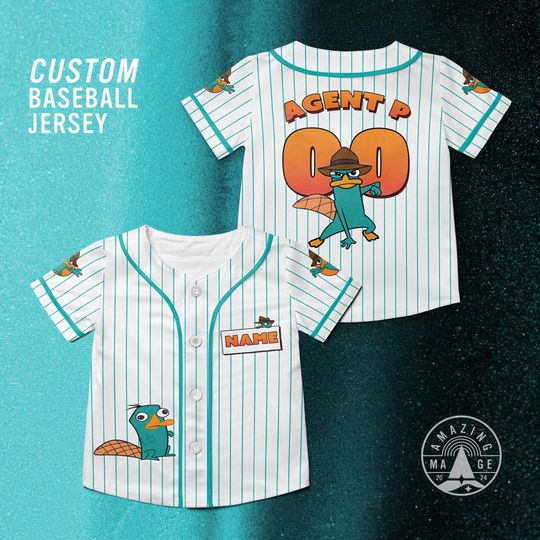 Custom Perry the Platypus Baseball Jersey, Disney Phineas and Ferb movie Shirt, Perry Agent P Disney Jersey Shirt, Disney Trip Shirt Gift.