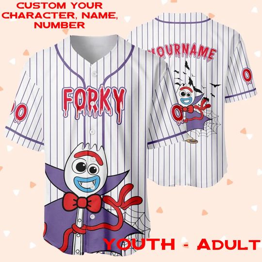Custom Name Forky Toy Story Halloween Jersey, Disneyland Friends Kid Youth Adult Jersey, Halloween Forky Toy Story Boys & Girls Gift Jersey