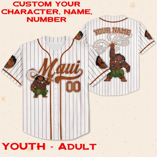 Personalized Moana Maui Demi God Disney Baseball Jersey, Moana Disneyland Movie Jersey, Moana Funny Birthday Matching Jersey Girl Gift