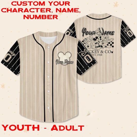 Custom Name and Number Disneyland Mickey Universal Studio Jersey, Disney Kid Youth Adult Jersey, Mickey And Friends Signature Jersey Gift