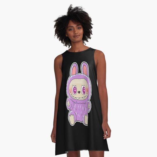 labubu purple monster original!  A-Line Dress, Gift for Her