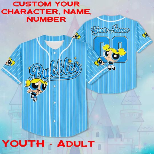 Custom Name Bubbles The Powerpuff Girls Characters Disney Jersey, Buttercup Kid Youth Adult Disney Jersey, Funny Birthday Powerpuff Jersey