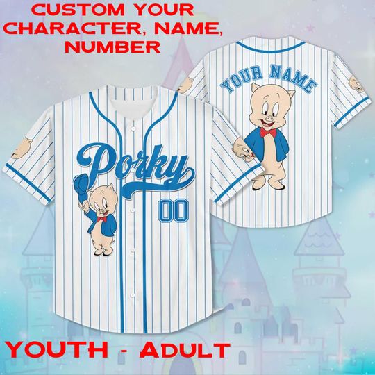 Personalized Porky Pig Halloween Jersey, Disneyland Movie Porky Pig Looney Tunes Youth to Adult Jersey, Porky Pig Halloween Funny Matching