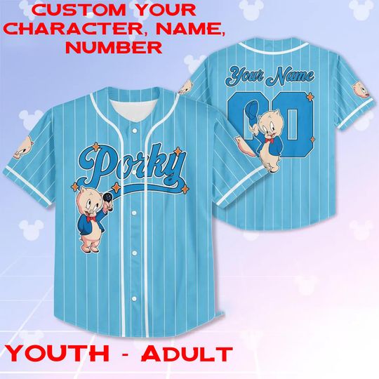 Custom Name Porky Pig Halloween Jersey, Disneyland Movie Porky Pig Looney Tunes Youth to Adult Jersey, Porky Pig Halloween Funny Matching