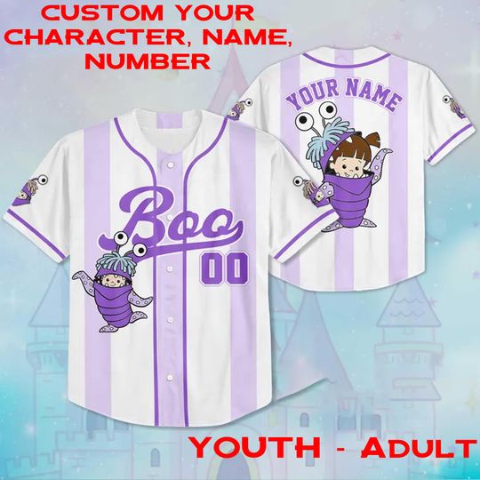 Custom Name & Number Disney Monster Inc Boo Jersey, Disney Boo Monster Inc Jersey, Disneyland Birthday Gift for Kids, Monster Girl Birthday