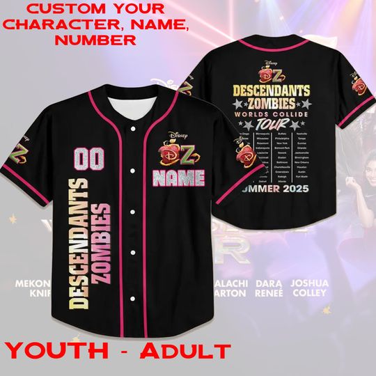 Custom Descendants Zombies Summer Worlds Collide Jersey, Descendants Zombies Jersey, Like The Zombies Do Jersey, Summer Tour 2025 Jersey