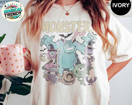 Vintage Disney Monsters Inc Halloween T-Shirt, Animation Fan Top, Retro Monster Halloween Tee
