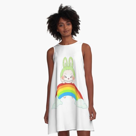 rainbow Labubu A-Line Dress, Gift for Her