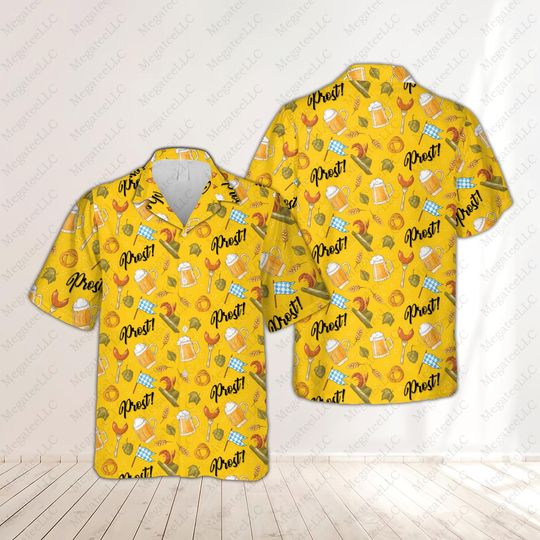 Funny Oktoberfest Hawaiian Shirt, Beer Lover Button Down, Beer Festival Shirt, German Oktoberfest, Beer Drinking Party Gift