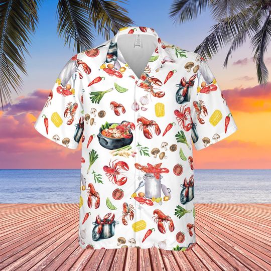 Crawfish Boil Hawaiian Shirt, Crawfish Lover Button Up, Crawfish Season Shirt, Louisiana Fat Tuesday Shirt