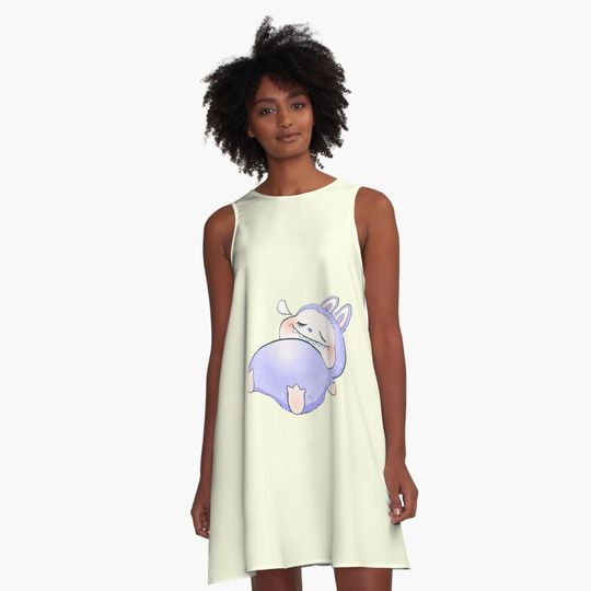 Sleeping  Labubu A-Line Dress, Labubu sleeveless tank dresses, Gift for Her