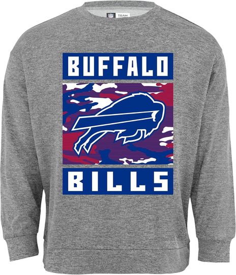 Zubaz football Men's Heather Grey Camo Team Crewneck Sweatshirt