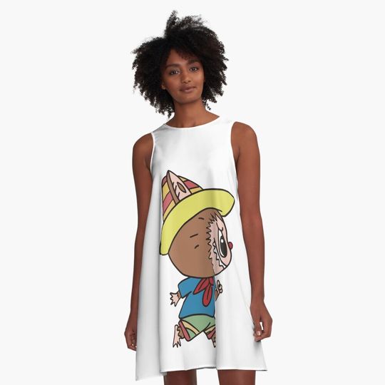 Labubu cute A-Line Dress, Labubu sleeveless tank dresses, Gift for Her