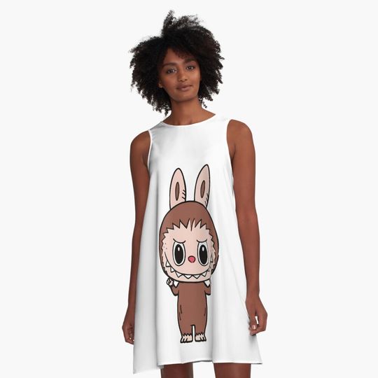 Labubu cute  A-Line Dress, Labubu sleeveless tank dresses, Gift for Her