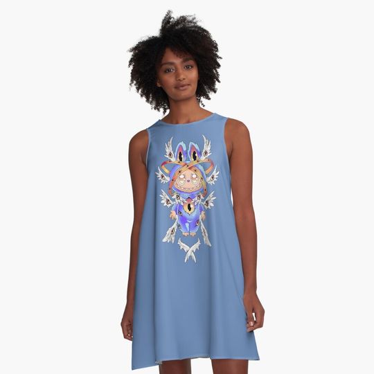 Labubu angel  A-Line Dress, Labubu sleeveless tank dresses, Gift for Her