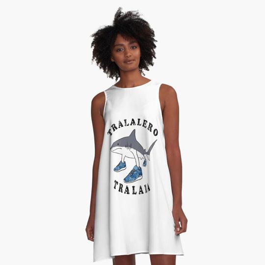 Funny Shark Wearing Shoes Meme – Tralalero Tralala Brainrot A-Line Dress