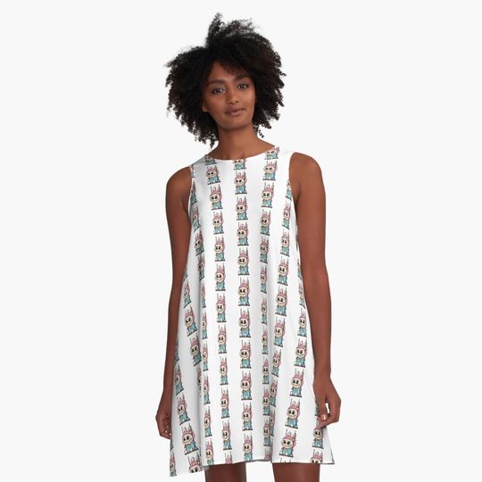 Cute Labubu  A-Line Dress, Labubu sleeveless tank dresses, Gift for Her