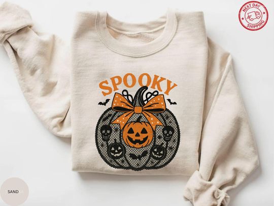 Lace Pumpkin Coquette Sweatshirt, Halloween Pumpkin Sweatshirt, Spooky Season Sweater Pumpkin Season Lace Pumpkin, Halloween Gift