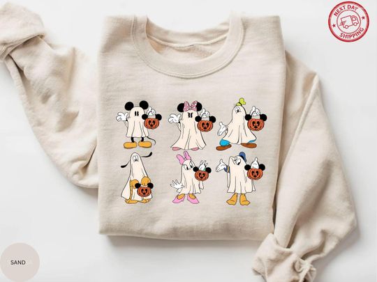 Disney Mickey Friends Ghost Sweatshirt, Halloween Disney Sweatshirt, Halloween Trick Or Treat Sweatshirt