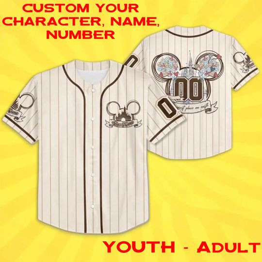Personalize Name & Number Disneyland Happiest Place on Earth Jersey, Custom Disneyland Kid Youth Adult Jersey, Mickey Family Summer Jersey