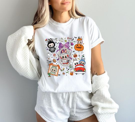 Halloween Labubu Shirt, Spooky Labubu Halloween Shirt, Labubu Halloween Shirt For Kids, Bow Labubu T-Shirt, Trending Cartoon Character Shirt