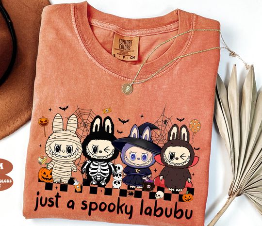 Comfort Colors Spooky Doll Labubu Sweatshirt, Monster Characters Hoodie, Cute Horror Coquette Halloween Shirt, Doll Cartoon Gift for Girls