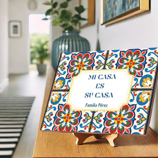 Custom Ceramic Tile with Spanish Tile Print, Luisette, Family Sign, Azulejo