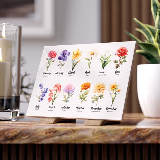 Nature Inspired Ceramic Photo Tile – Spring Flower Decor