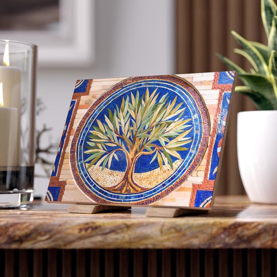 Olive Tree Frame Mosaic Art Flat Print Backsplash 3