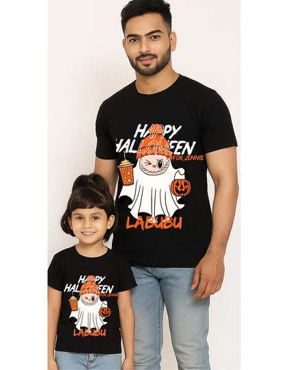 Personalized Labubu Halloween Family Matching T-Shirt Ghost Pumpkin Design