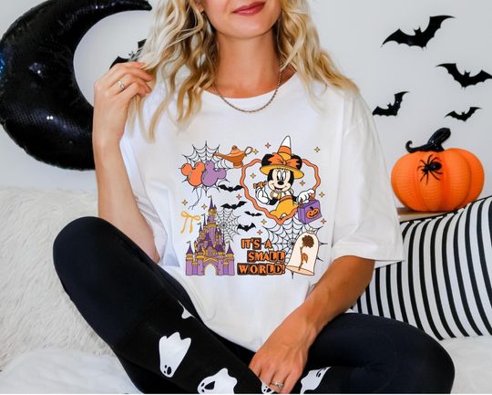 Coquette Bow Disney Castle Halloween Shirt, Minnie Disney Halloween Shirt, It's A Small World Disney Tee, Halloween Disney Trip, Disney Tee