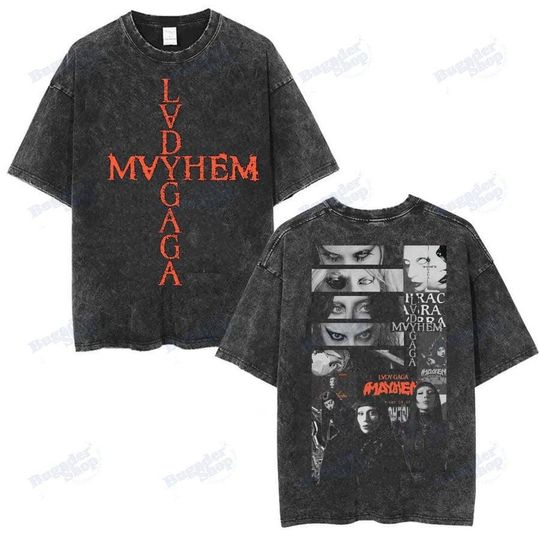 Ld ga Mayhem Tour Graphic Shirt, Double-Sided Gothic Rock Tee