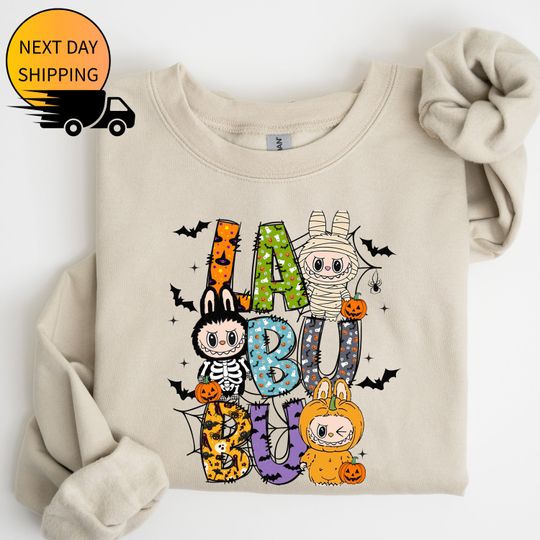 Labubu Halloween Sweatshirt, Spooky Season Outfit, Halloween Party Hoodie, Trick or Treat Shirt, Harajuku Kawaii Shirt Gift for Pop Mart Fan