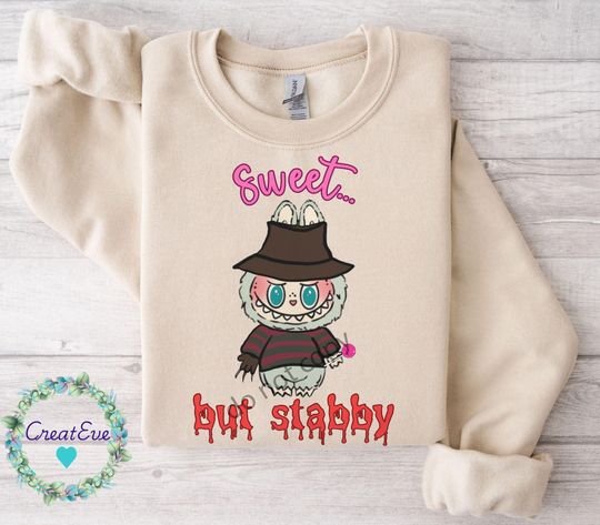 Hand Drawn Labubu Freddy Krueger Halloween Sweatshirt