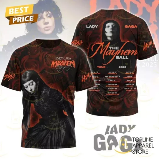Ld ga The Mayhem Ball 2025 Tour 3D T-Shirt  PP3D087