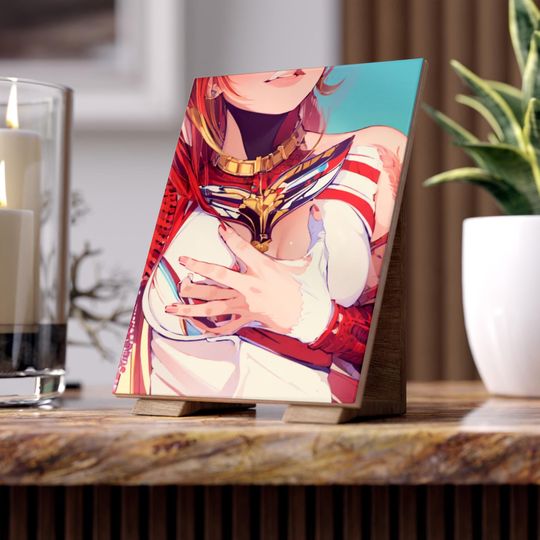 Artistic gamer tattoo girl art Ceramic Photo Tile, Unique Wall Decor