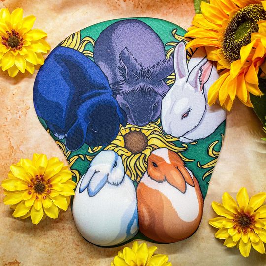 Bunny Sunflower 3D Mousepad