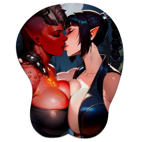 BG3 Karlach Shadowheart Kiss Inspired Oppai 3D Mouse Pad