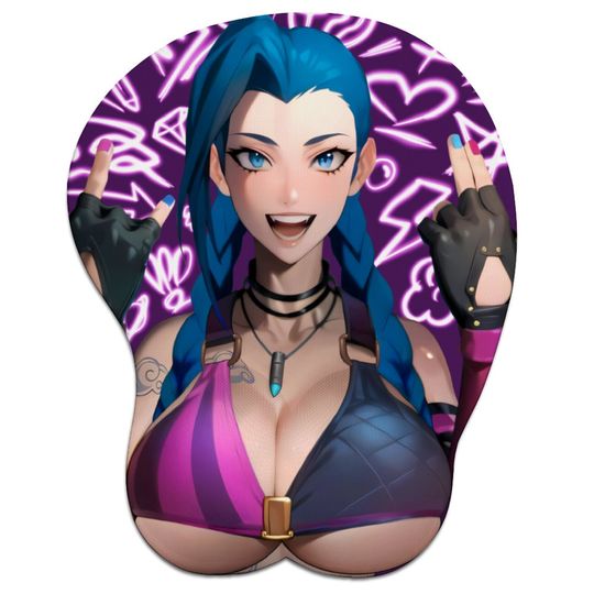 Jinx League of Legends Inspired Oppai Mousepad with Wrist Support Silicone Mouse Pad