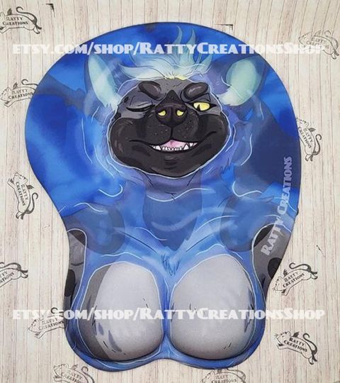 Riptide Hyena/shark-  Padded Pec |  Booty | boob | Ergonomic Mousepads Wrist Rest
