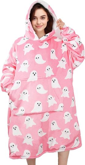 Wearable Blanket Hoodie for Women Men, Oversized Blanket with Giant Pocket & Sleeves