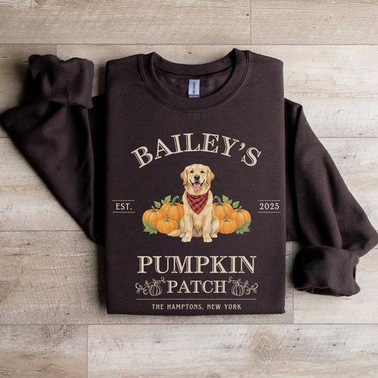 Halloween Golden Retriever Sweatshirt Pumpkin Farm Shirt Golden Retrievers Sweater Personalized Dogs Gift Custom Dog Crewneck Fall Outfit