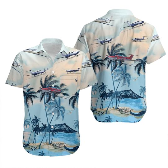 BEECHCRAFT KING AIR Hawaiian Shirt, Hawaiian Shirt for Men Dad Veteran, Patriot Day
