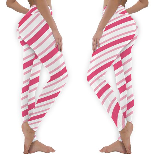 Candy Cane Pink Peppermint Women's Christmas Yoga Leggings