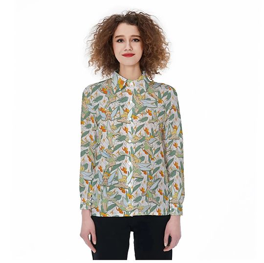 Tinker Bell Linen-Look Shirt, Disney Princess Shirt Women, Tinkerbell Blouse Women Shirt, Fairy Magical Gift, Dinseyland Shirt