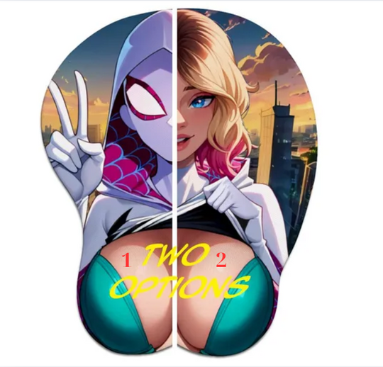 Ghost Spider Gwen V2 Inspired Oppai Mousepad with Wrist Support Silicone