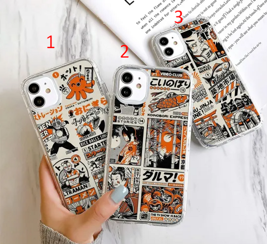 Japan Comics Phone Case - Aesthetic Japanese Art Cover fit for iPhone 16 Pro Max 15 14 13 12 11 Plus, Samsung S24 Ultra S23 S22 S21 S20
