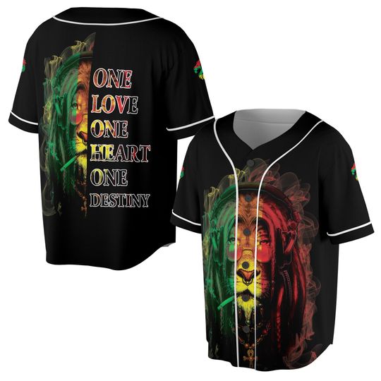 One Love One Heart One Destiny Lion Jamaica Baseball Jersey